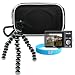 Hard Nylon Black Camera Zip Case for Panasonic Lumix DMC FS20, FS3, FS5, FX01, FX07, FX10, FX12 + Ultra Flex Tripod + Screen Protector + Wisdom * Courage Wristband