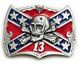 REBEL FLAG SKULL Belt Buckle CSA Southern Cross Confederate