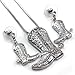 Soulbreezecollection Lucky Western Cowboy Cowgirl Boots Necklace Pendant Charm & Earrings 2-Piece Set