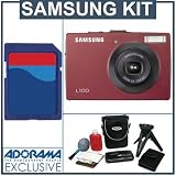 Samsung Digimax L100 Digital Camera kit, Red with 2 GB SD Memory Card, Tripod, Camera Case, Card Reader with 2.0 USB Cable ,Cleaning Kit & Media Case