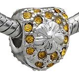 Pugster Heart Flower November Birthstone Charm Bead Love Fits Pandora Chamilia Biagi Charm Bracelet