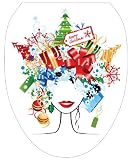 Toilet Tattoos TT-X612-O Christmas Lady Decorative Applique For Toilet Lid, Elongated