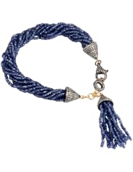 18kt Gold Diamond Pave Sapphire Beads Tassel Bracelet Jewelry