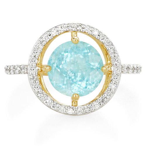 【GemsTV】 18K パライバトルマリン & ダイヤモンド YGリング