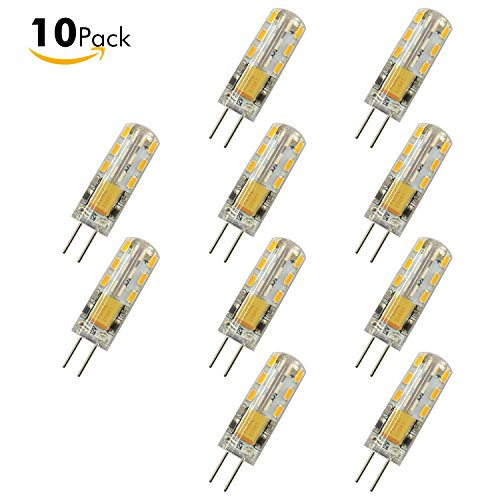 Sanniu 10-Pcs G4 Base LED Bulb Halogen Replacement 24 LED 3014 SMD Dimmable 1.2W AC/DC 12V 100LM Bright G4 LED Lights Bulb Lamps Warm White 10 Packs