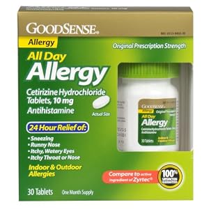 Good Sense Cetirizine HCl Tablets, 10 mg Antihistamine, 30-Count
