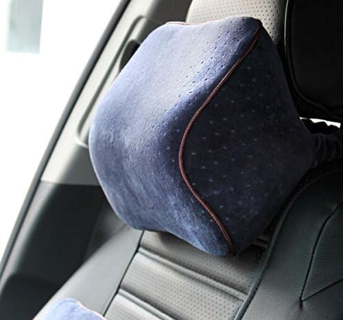 Soft velvet memory foam car seat headrest neck pain cushion pillow best support pillows for vehicle and office dark blue