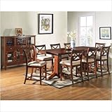 Alyssa 9 Piece Counter Height Dining Table Set in Multi-Step Rich Cherry