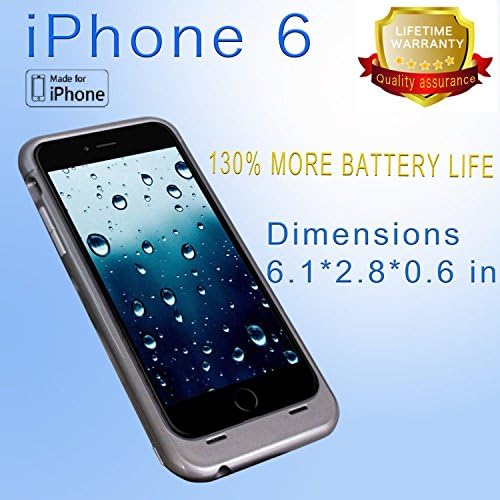 iPhone 6/iPhone 6S battery case, Apple MFI Certified-[Lifetime Warranty] 3200mAh 130% extra battery for iPhone 6/6S Ultra Slim Battery Case(4.7 Inches) / iPhone 6/6S Charger Backup Power Bank (Black)