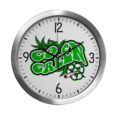 Modern Wall Clock Marijuana Go Green