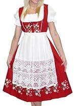 Hot Sale Dirndl Trachten Haus 3-Piece Long German Wear Party Oktoberfest Waitress Dress 10 40 Red