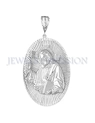 14K White Gold Jesus Medal Pendant