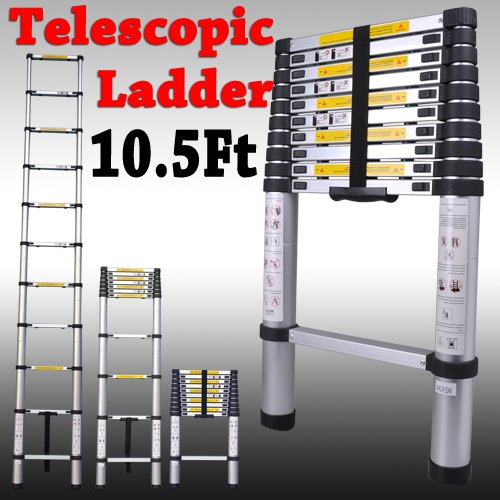 EN131 Std. 10.5Ft Aluminum Telescopic/Telescoping Ladder Extension/Extend 7.7kg