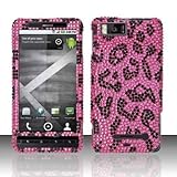 PINK LEOPARD Hard Plastic Bling Cover Case for Motorola Droid X X2 / Milest ....