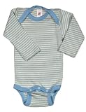 Zoom Produkt-Bild: Baby Body langarm, Wolle & Seide, Engel Natur, Gr. 110/116, Bleu geringelt