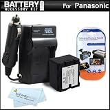 Battery And Charger Kit For Panasonic HDC-TM900K 3 MOS 3D Compatible Camcorder Includes Extended Replacement (1500Mah) VW-VBN130 Battery (Fully Decoded!) + AC/DC Travel Charger + LCD Screen Protectors + MicroFiber Cleaning Cloth