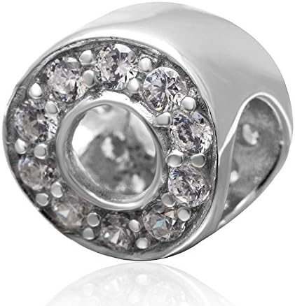 Choruslove April Birthstone Charm 925 Sterling Silver Clear Cubic Zirconia Bead Fits European Style 3mm Bracelet Bangle Necklace Jewelry