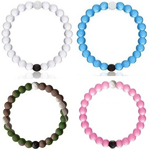 I-LOK-AI hark Classic Silicone Beaded Bracelet Bangle 4 sizes (White+Blue+Pink+Camo) (L, 4White+Blue+Pink+Camo)