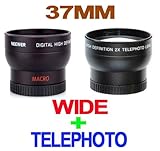 New ! Deluxe 37mm Wide Angle Lens 0.45 X PROFESSIONAL HD + Deluxe 37mm Tele ....