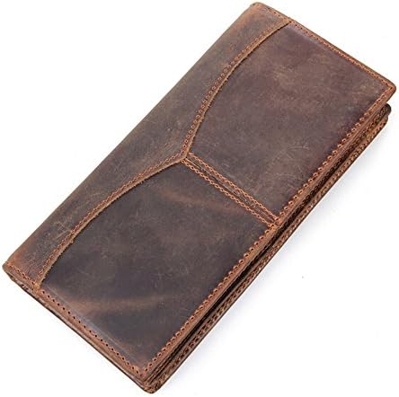 CLINF Large Capacity Leather Mens Wallet Long Purse Coin Pocket Card Holder (deep brown)