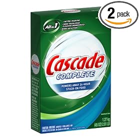 Cascade Complete Powder Dishwasher Detergent, All in One, 45 Ounce (Pack of 2)
