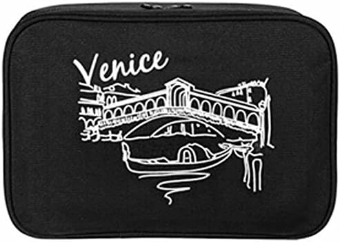 Travel Cosmetic Bag Solid Color Makeup Beauty Tolietry Women's Storage Organizer (black)