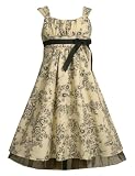 Bonnie Jean Girls 7-16 IVORY-WHITE BLACK FLORAL TOILE PRINT EMPIRE WAIST Special Occasion Wedding Flower Girl Easter Party Dress