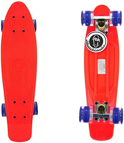Red Fish Skateboard Plastic Retro Blank Cruiser Silver Trucks Blue LED Wheel