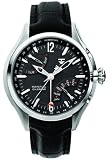 Tx T3b791 Multifunctional Perpetual Calendar Black Leather Strap Watch With Black Dial