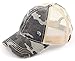 H-6140-914-0684 Distressed Trucker Hat - Black Camo/Beige Mesh