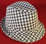 Plaid Summer Fedora Lightweight Poly Gingham Short Brim Bucket Crusher Golf Hat Beach Cap Tilby Hipster Punk