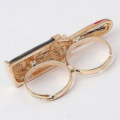 European And American Vintage Original Single Lipstick Lipstick Enamel Gold Double Finger Ring