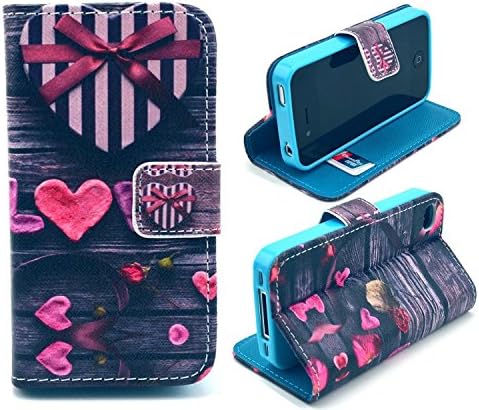 iphone 4 Case,iphone 4S Case, Welity Cute Fashion gift of love Magnetic Snap Wallet Flip PU Leather With Stand Cover Case for Apple iPhone 4/4S/4G and one gift
