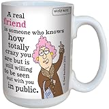 Tree-Free Greetings lm43829 Hilarious Aunty Acid Real Friends by The Backland Studio Ceramic Mug, 15-Ounce