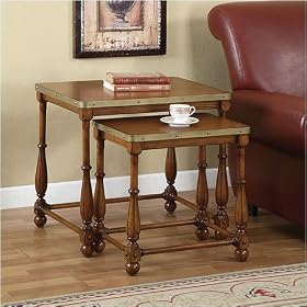 Click here to buy Antique Brass 2-Piece Nested Tables by AtHomeMart.
