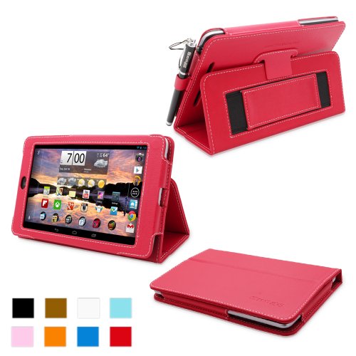 Snugg Nexus 7 Leather Case in Red - Flip Stand Cover with Elastic Strap and Premium Nubuck Fibre Interior - Automatically Wakes and Puts the Google Nexus 7 to Sleep