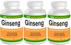 3 BOTTLES Ginseng 540 total Capsules 1000mg serving Tri-Ginseng Complex Siberian Panax Korean KRK SUPPLEMENTS