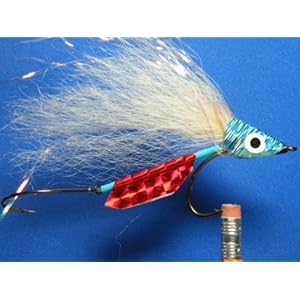 NEW FLIES Holographic & Glow in the Dark Tandem Hook Sinking Bass & Pike Lazar Head Fly #70