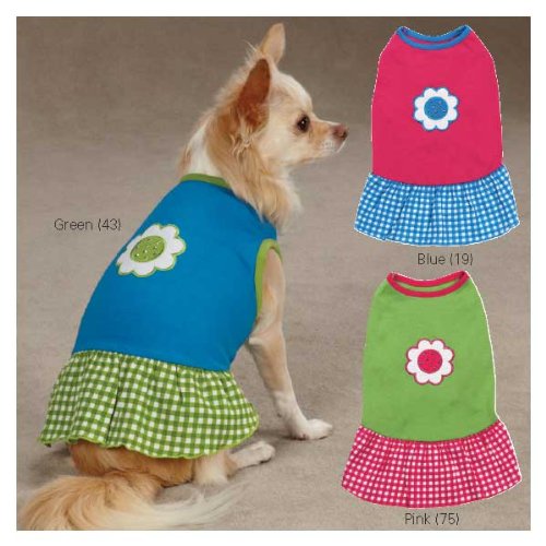 Gingham Sweeties Dog Dress- green medium