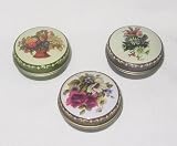 3-Pack of Metal Pill Boxes, Tasteful Floral Design