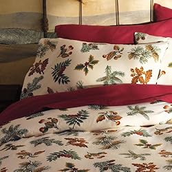 Gaiam Organic Cotton Flannel Duvet Cover (Twin, Full/Queen, King) Vintage Pinecone Print