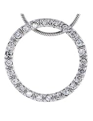 Sterling Silver Jeweled Circle Pendant, w/ Cubic Zirconia stones, 1 inch (24 mm) tall
