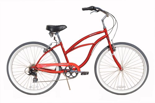 Beach Cruiser Bicycle Woman 26" Firmstrong Urban Lady multi speed (7sp) - red