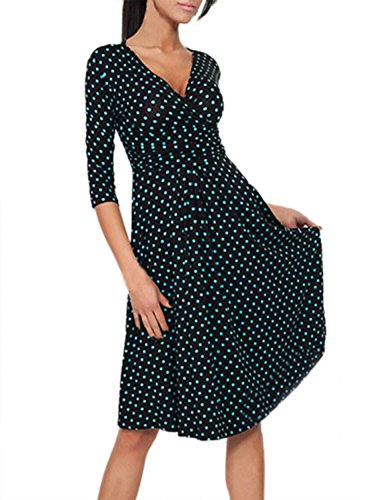 YEEZ Women's V-Neck Ruched Waist Casual Polka Dot Maternity Cocktail Dress