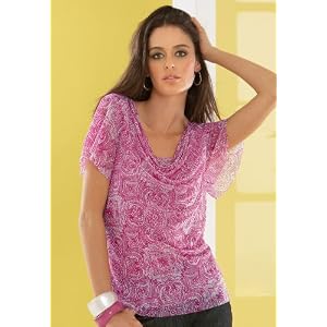 Chadwicks Drape-Neck Mesh Top