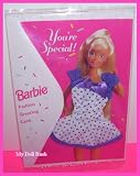 You're Special Barbie Doll Fashion Greeting Card with Real Clothes - White Dress with Purple Dots (1994)M