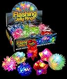 Fun Central AC809 LED Flashing Jelly Rings - Assorted Styles and Colors 24ct Light Up