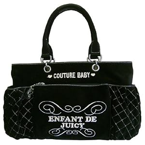 Juicy Couture Black Velour Baby Diaper Bag