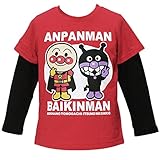 【綿100％】2016年 秋冬 アンパンマン バイキンマン フェイクレイヤード 長袖Ｔシャツ ANPANMAN レッド◇95cm