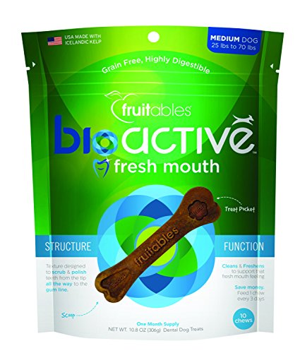 Fruitables 10 Count BioActive Fresh Mouth Dental Chews, Medium/10.8 oz